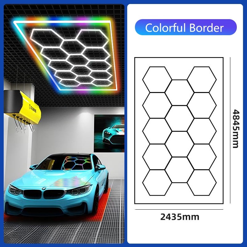 Hexagon Garage Lights Colorful Border