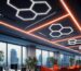 Hexagon LED Lights installed in a modern living room